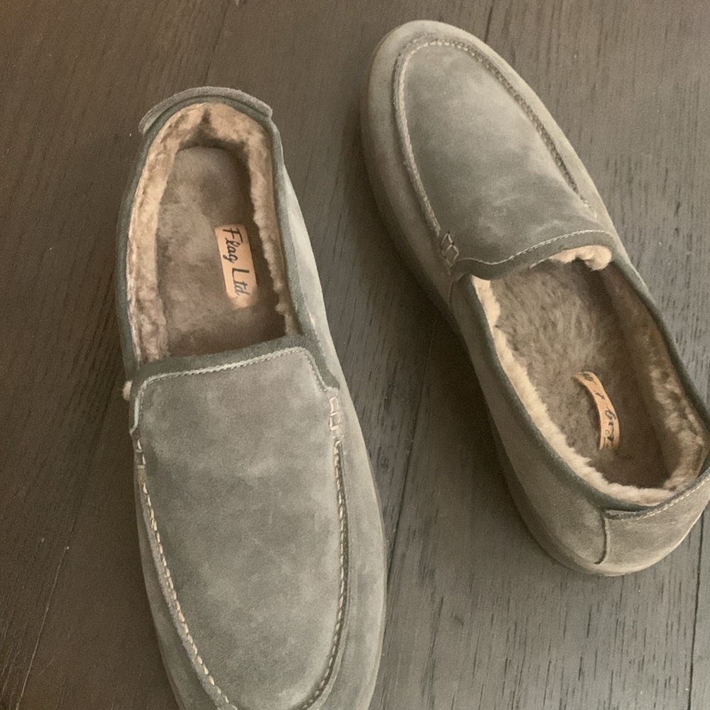NEW Flag LTD Men’s Flag LTD Boardwalk  Shear Loafer Wool Slippers Grey